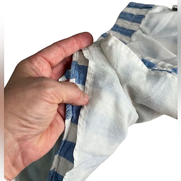 Forever 21 High Waist Linen Blend Casual Shorts Blue/White Cabana Stripe Small - Picture 9 of 12